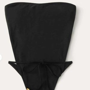Black Solid Tie Front Monokini